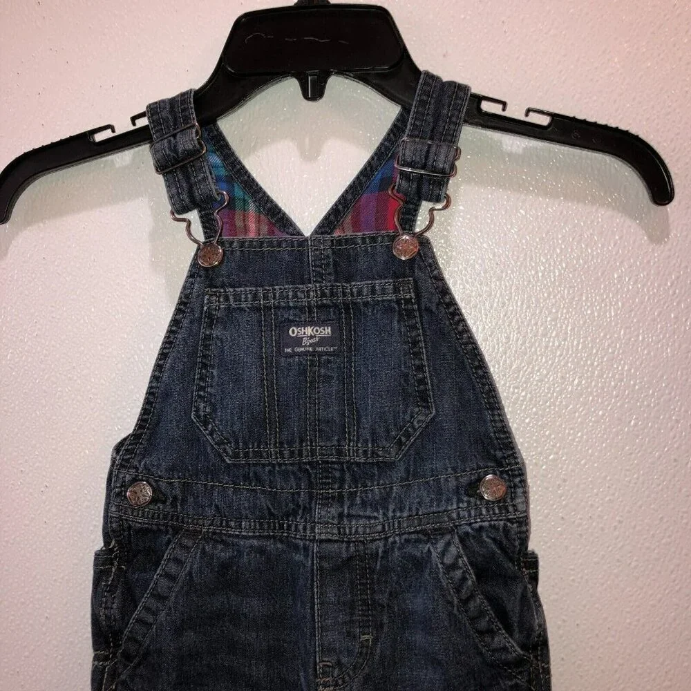 OshKosh Bgosh Kids Toddler 24 Mos Vestbak Denim Jean Flannel Lined Bib Overalls